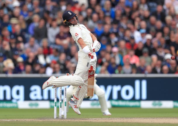 Rory Burns evades a bouncer