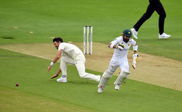 James Anderson took a tumble
