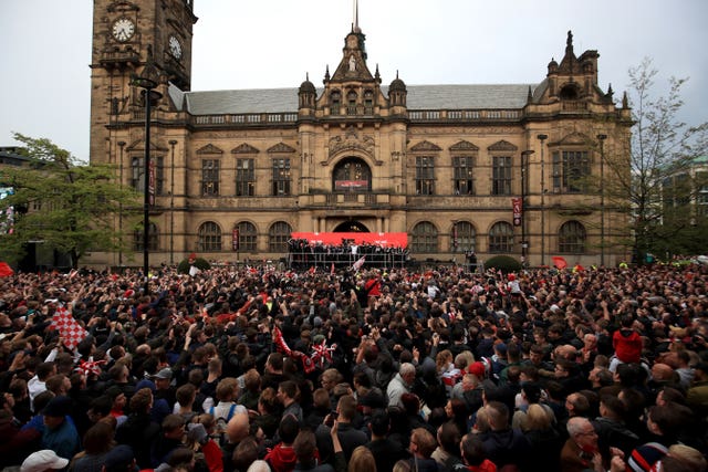 Thousands of Sheffield United fans turned out for the parade 