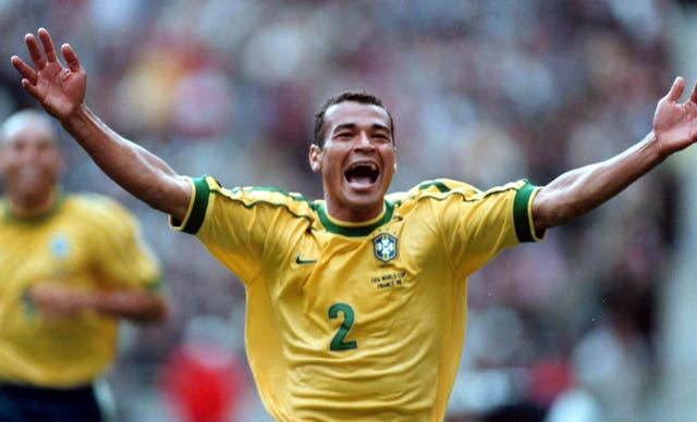 SOCCER Brazil Cafu celebrates