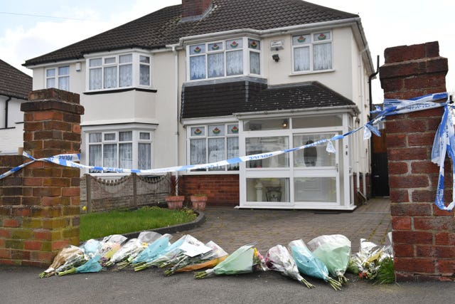 Flowers outside the house on Boundary Avenue in Rowley Regis
