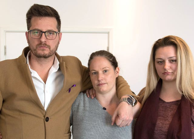 Jodie's father Peter, stepmother Joanne and sister Lucy