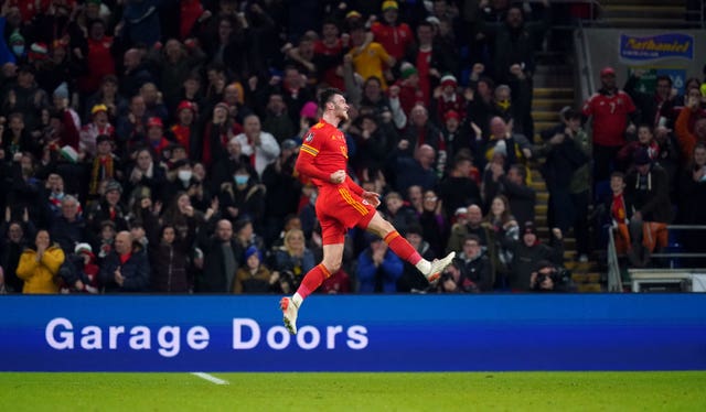 Kieffer Moore celebrates his goal