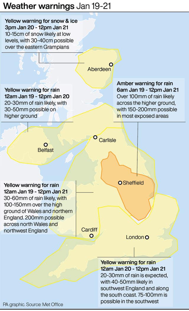 Weather warnings Jan 19-21