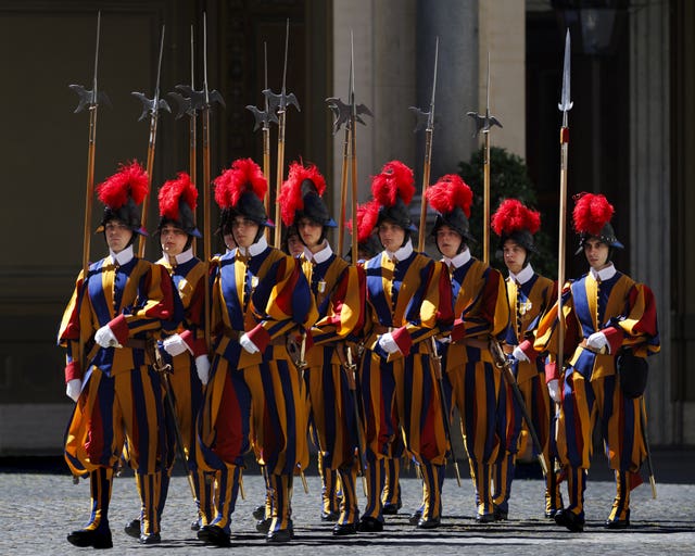 The Pontifical Swiss Guard in San Damasso Courtyard