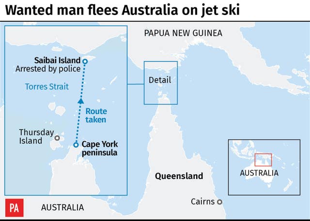 Wanted man 'flees Australia on jet ski'