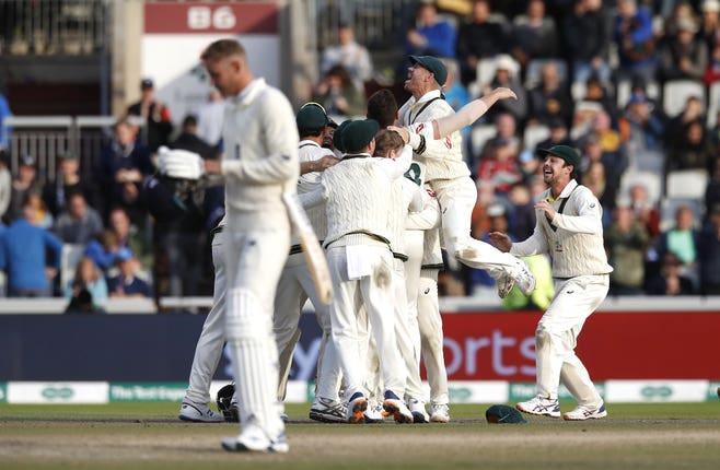 Australia won by 185 runs at Old Trafford