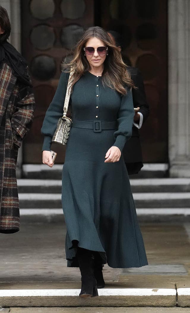 Elizabeth Hurley leaves the Royal Courts of Justice in central London