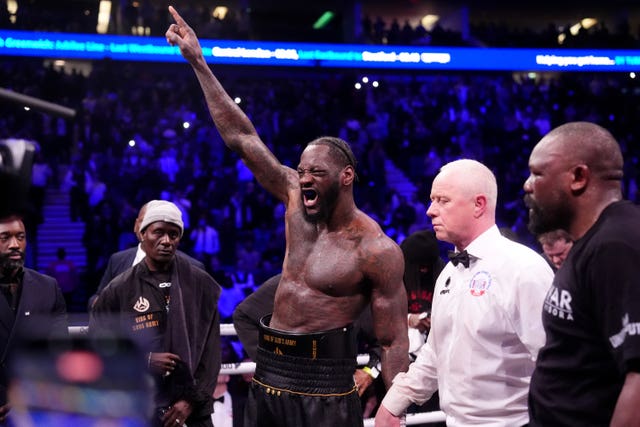 Deontay Wilder celebrates