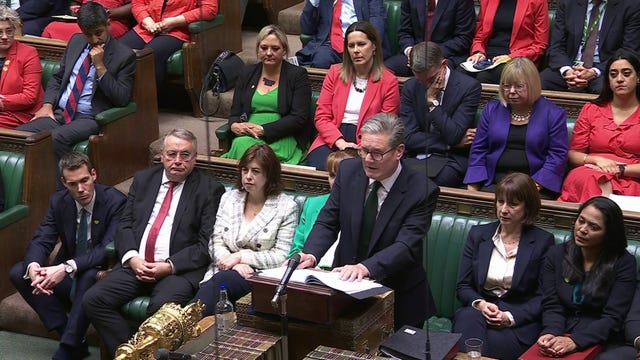 Sir Keir Starmer makes a statement at the lectern in the House of Commons