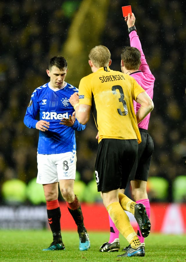 Ryan Jack was sent off at the death