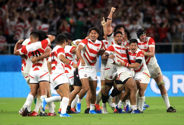 We've done it! Japan celebrate victory over Ireland