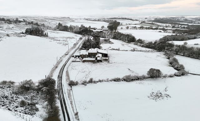 Snow covering Castleside, County Durham