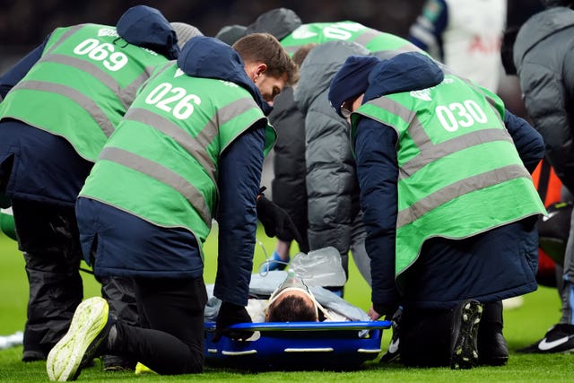 Rodrigo Bentancur leaves the pitch on a stretcher