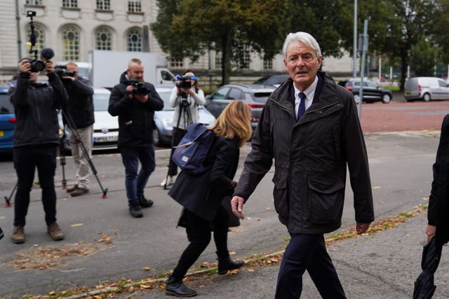 David Henderson arrives at Cardiff Crown Court (Jacob King/PA)