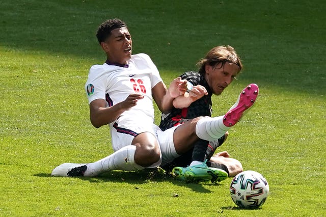 Jude Bellingham in action for England against Croatia at Euro 2020