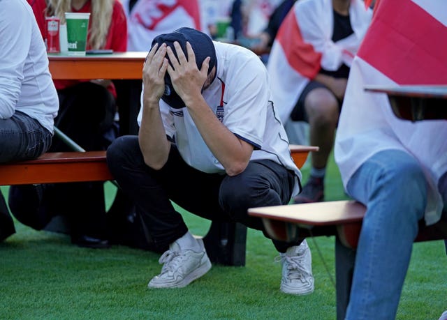 Fans watching England v Denmark