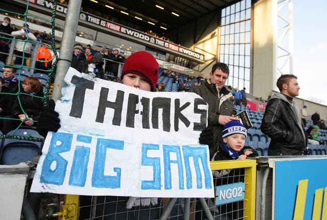 Blackburn fans show their support for Sam Allardyce