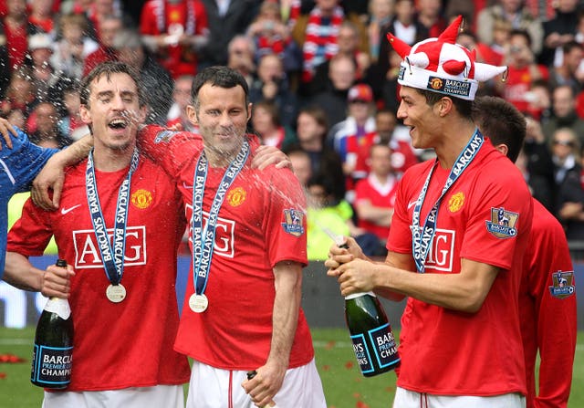 Gary Neville, left, and Cristiano Ronaldo, right, are former Manchester United team-mates