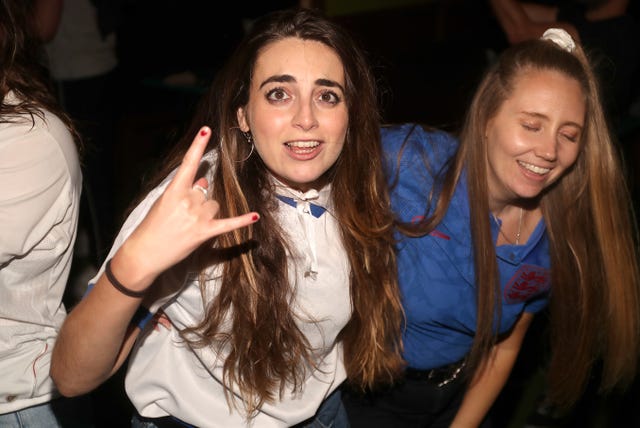 England fans celebrate at the Vinegar Yard in London 