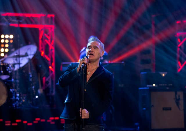 Morrissey performing during filming of the Graham Norton Show