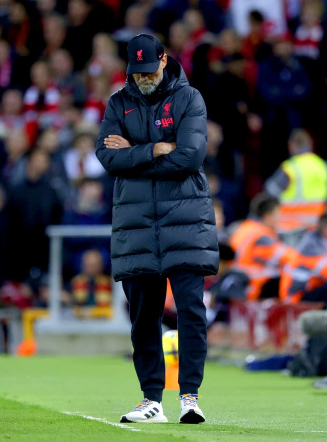 Jurgen Klopp appears dejected during the match