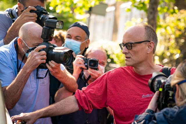 Dominic Cummings is photographed by the media