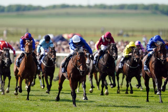 Eydon (burgundy silks) in the 2000 Guineas Stakes