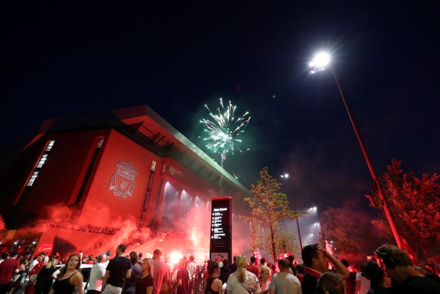 Liverpool fans outside Anfield