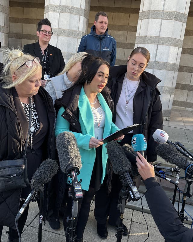 Antonia Gawith, sister of Bryonie Gawith and who survived the fire, speaking to the media outside Doncaster Crown Court after the verdict