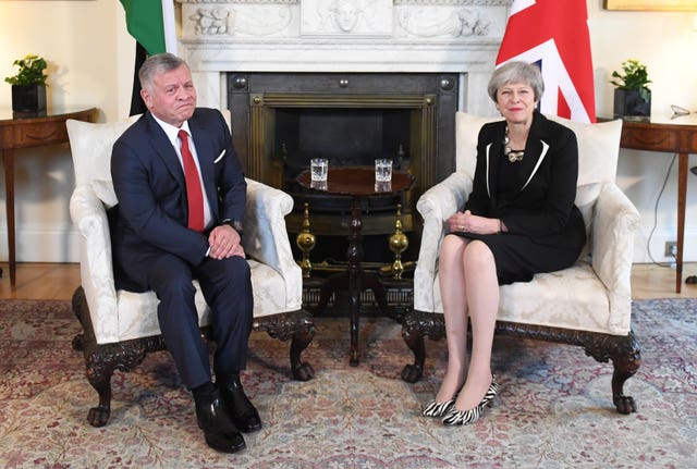 King Abdullah II of Jordan and Theresa May