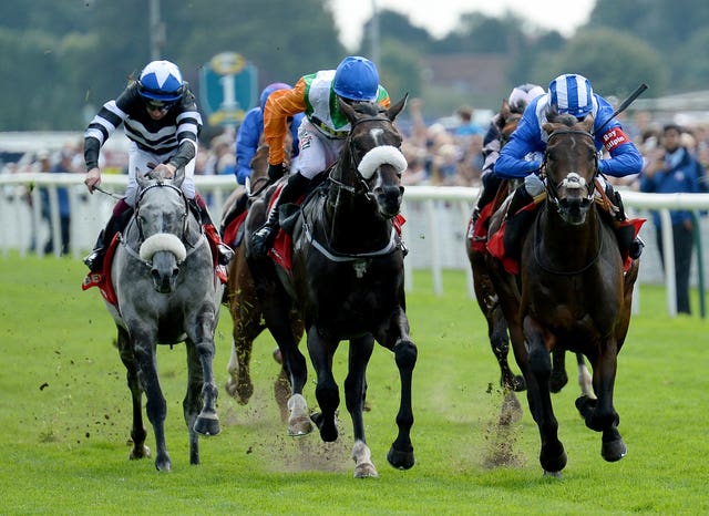 Mustashry (right) won the Strensall Stakes in 2017