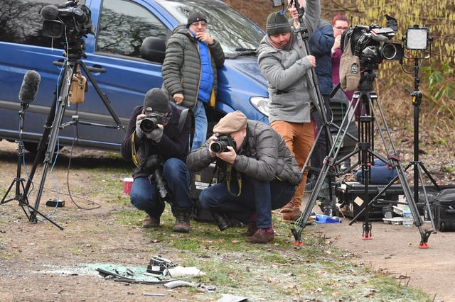 Media film broken glass and car parts on the side of the A149