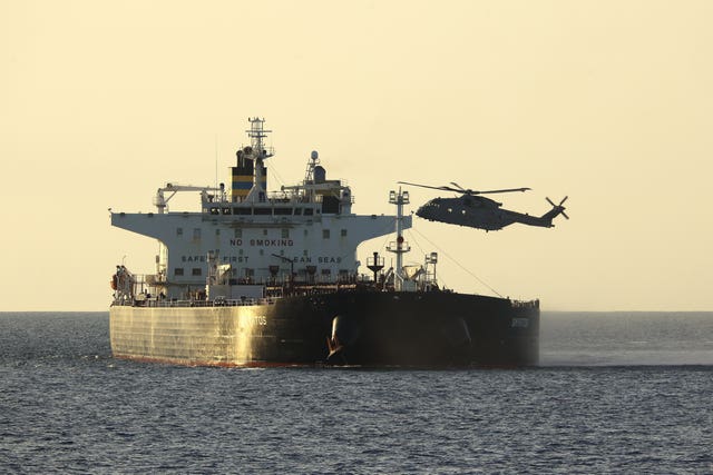 British armed forces intercepting a Russian shadow fleet vessel in the Channel in the early hours of Sunday