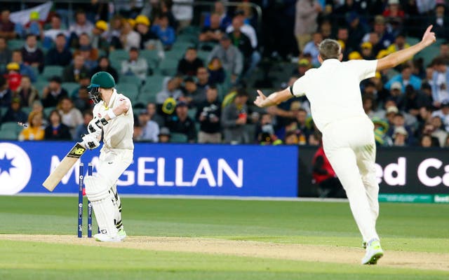 Craig Overton took the wicket of Steve Smith on his debut