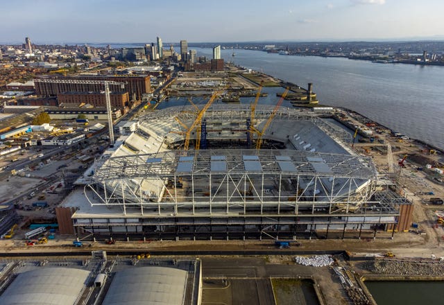 Everton’s new stadium under construction at Bramley-Moore Dock