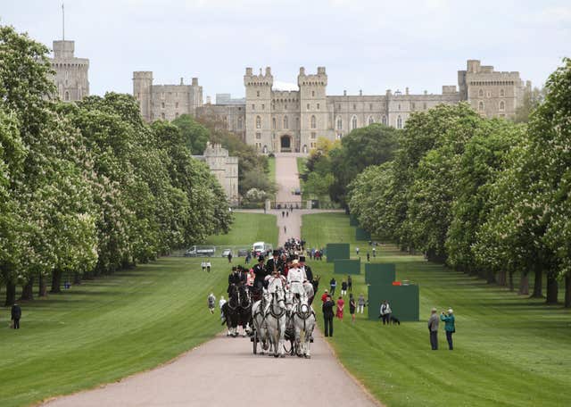 Horse and carriages taking part in the Coaching Marathon on the Long Walk (Yui Mok/PA)