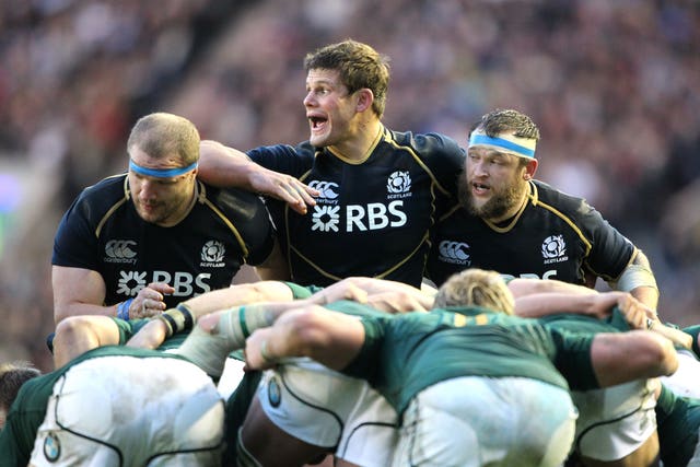 Ross Ford (centre) made 110 appearances for Scotland