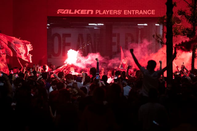 Liverpool fans outside Anfield