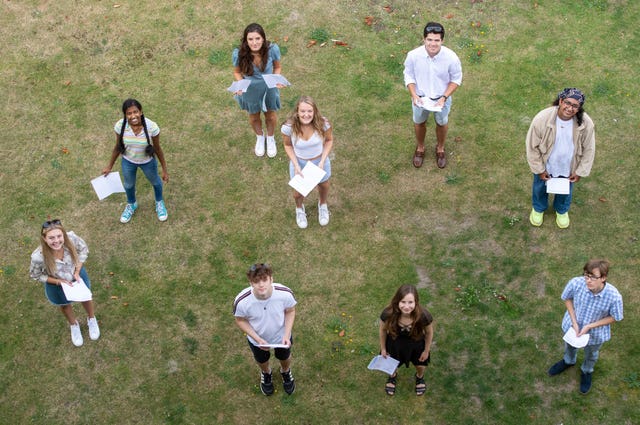 Students at Norwich School, Norwich, receive their A-Level results (Joe Giddens/PA)