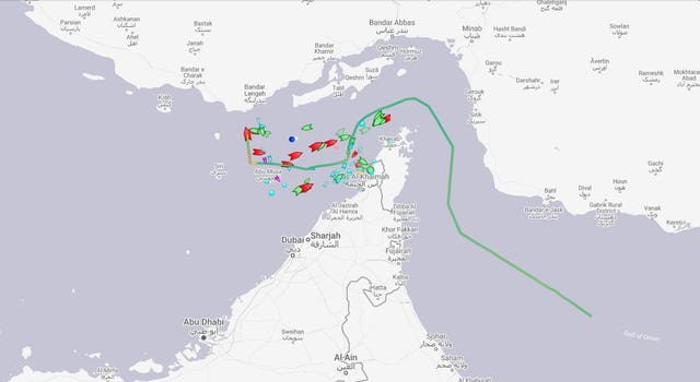 Screengrab taken from www.marinetraffic.com showing the route taken by the Liberia-flagged Mesdar oil tanker 