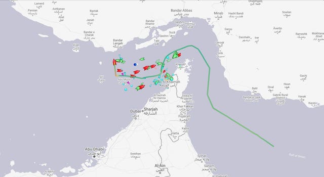 Screengrab taken from www.marinetraffic.com showing the route taken by the Liberia-flagged Mesdar oil tanker