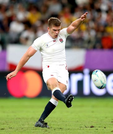 England’s Owen Farrell kicks a penalty during the quarter-final win over Australia