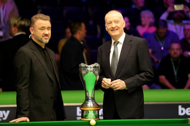 Stephen Hendry, left, and Steve Davis