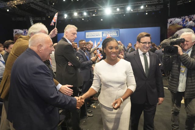 Conservative Party leader Kemi Badenoch with her husband, Hamish Badenoch at the Conservative Party Conference 2025