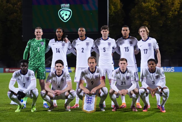 England team photo ahead of the game in Riga