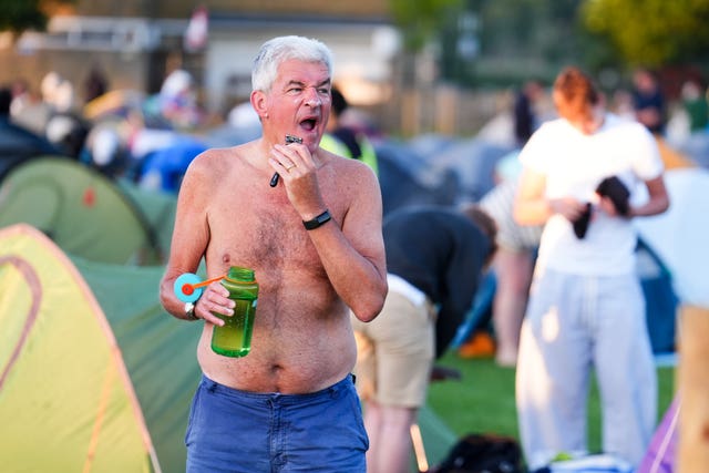 Spectators in the queue on day one of the 2026 Wimbledon Championships at the All England Lawn Tennis and Croquet Club, London