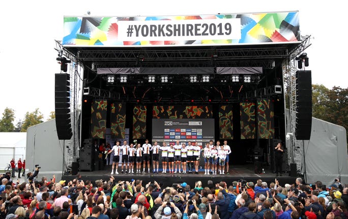 The UCI Road World Championships got under way on Sunday, with Holland (pictured on the podium in Harrogate) taking gold in the mixed relay
