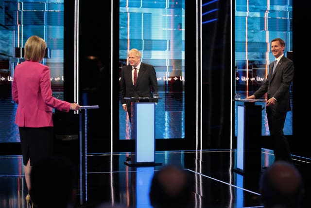 Julie Etchingham, Boris Johnson and Jeremy Hunt