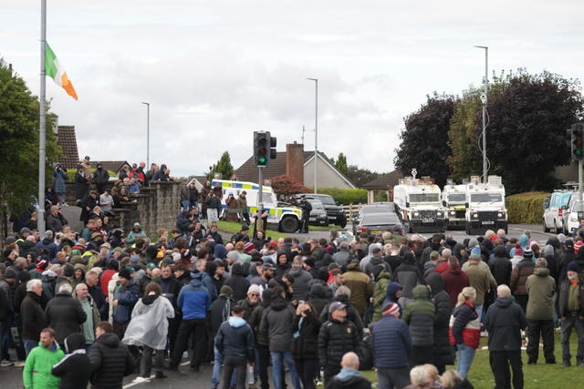 Protesters block the Garvaghy Road on Sunday